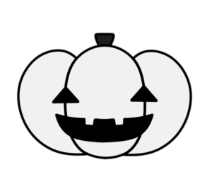ハロウィン　かぼちゃ　ジャック･オー･ランタン　白黒フリー素材　モノクロ