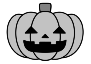 ハロウィン　かぼちゃ　白黒フリー素材　ジャック･オー･ランタン