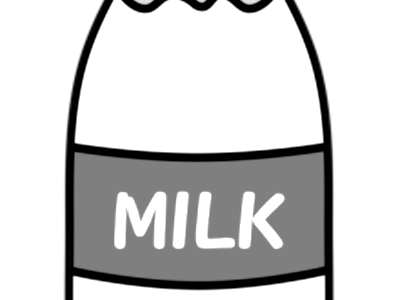 牛乳　白黒フリー素材　ミルク　牛乳瓶