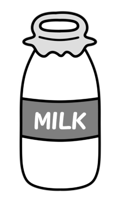 牛乳瓶の白黒フリー素材 フリーイラストの かくぬる素材工房