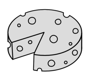 チーズ　丸　円形　白黒フリー素材