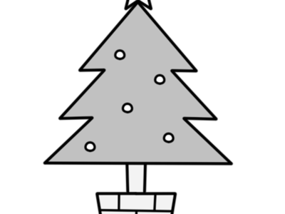 クリスマスツリー　白黒フリー素材