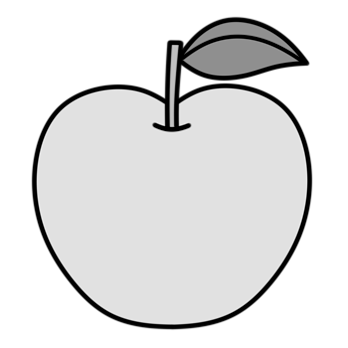りんごの白黒フリー素材 フリーイラストの かくぬる素材工房