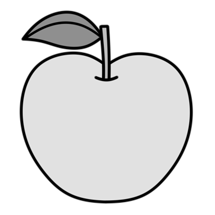 りんごの白黒フリー素材 フリーイラストの かくぬる素材工房