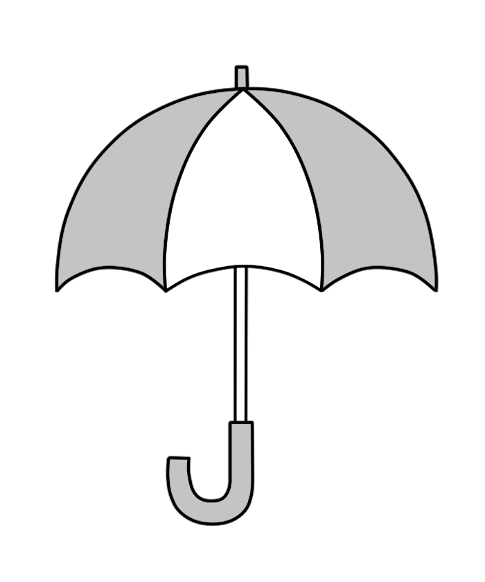傘のイラスト 白黒フリー素材 フリーイラストの かくぬる素材工房
