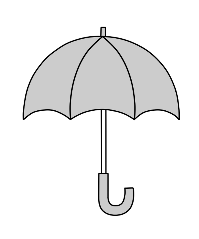 傘の白黒フリー素材 雨の日イラスト | フリーイラストの「かくぬる素材工房」