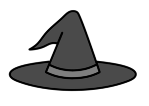 魔女の帽子　白黒フリー素材　ハロウィンイラスト