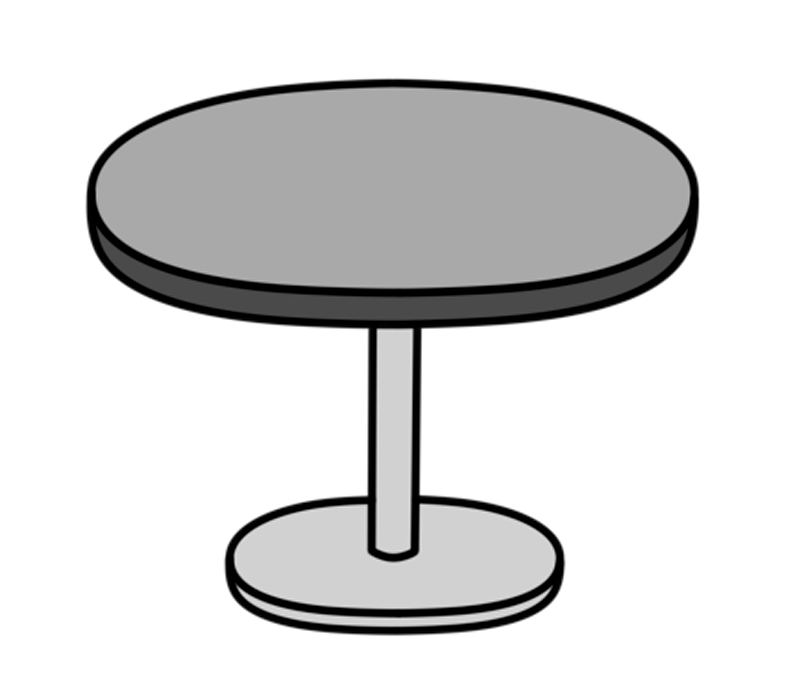 丸いテーブルの白黒フリー素材 家具イラスト フリーイラストの かくぬる素材工房