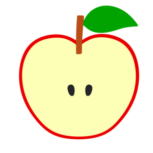 りんご　リンゴ　林檎　フリー素材　カット　断面　半分