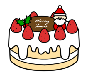 クリスマスケーキ　フリー素材　無料イラスト　ホールケーキ　クリーム