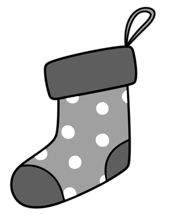 クリスマスの靴下 白黒フリー素材 無料イラスト フリーイラストの かくぬる素材工房