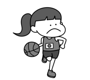 バスケットボール　オリンピック日本代表　白黒フリー素材　女子