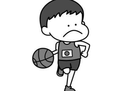 バスケットボール　オリンピック日本代表　白黒フリー素材　男子