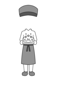 卒園アルバム　卒業アルバム　将来の夢　写真はめ込み　白黒フリー素材　無料イラスト　ケーキ屋さん
