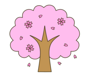 お花見　フリー素材　無料イラスト　桜の木