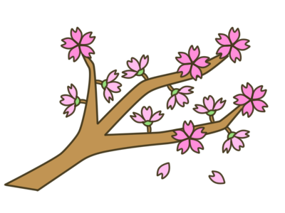 お花見　フリー素材　無料イラスト　桜の木　枝