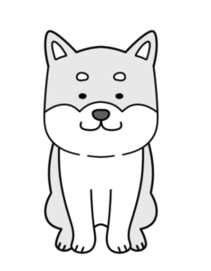 柴犬　白黒フリー素材　犬のモノクロイラスト