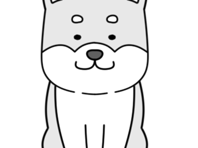 柴犬　白黒フリー素材　犬のモノクロイラスト