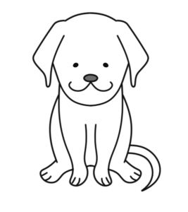ラブラドールレトリバー　白黒フリー素材　犬のモノクロイラスト