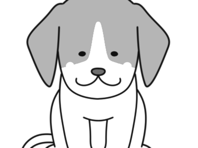 ビーグル　白黒フリー素材　犬のモノクロイラスト