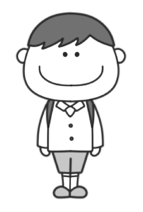 小学生　白黒イラスト　モノクロフリー素材　式服　男の子