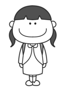 小学生　白黒イラスト　モノクロフリー素材　式服　女の子