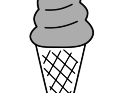 ソフトクリーム　白黒フリー素材　夏のスイーツ　夏休みモノクロイラスト　チョコ