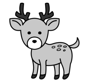 鹿　フリー素材　無料イラスト　かわいい　シカ　しか　白黒