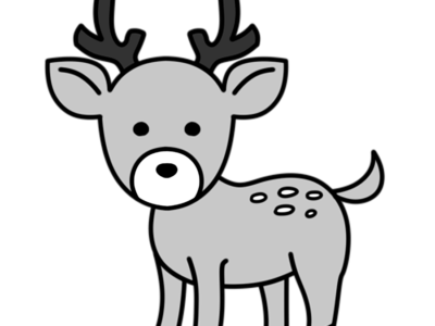 鹿　フリー素材　無料イラスト　かわいい　シカ　しか　白黒
